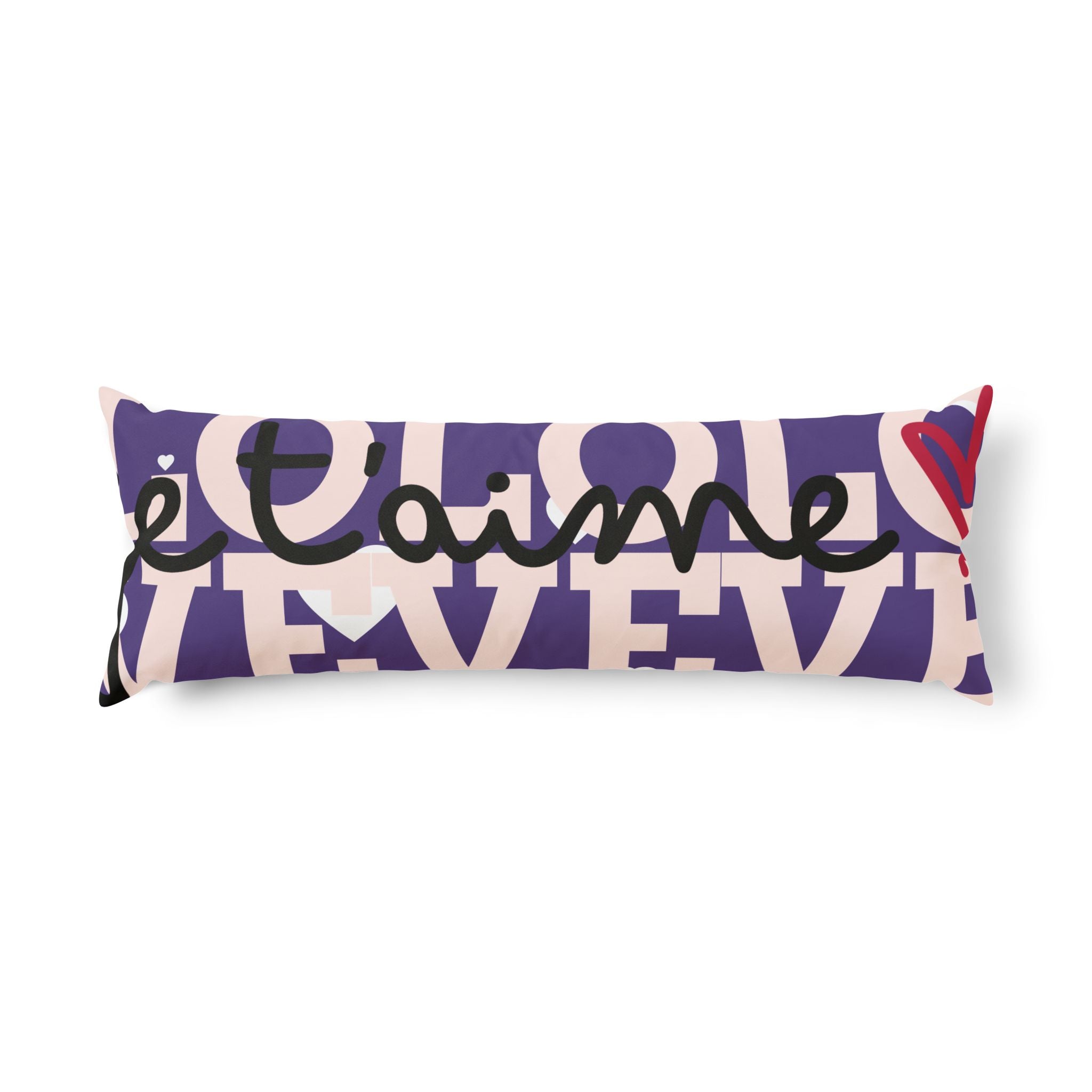 Decorative body pillow with 'je t'aime' text on it | eKuumeArt.