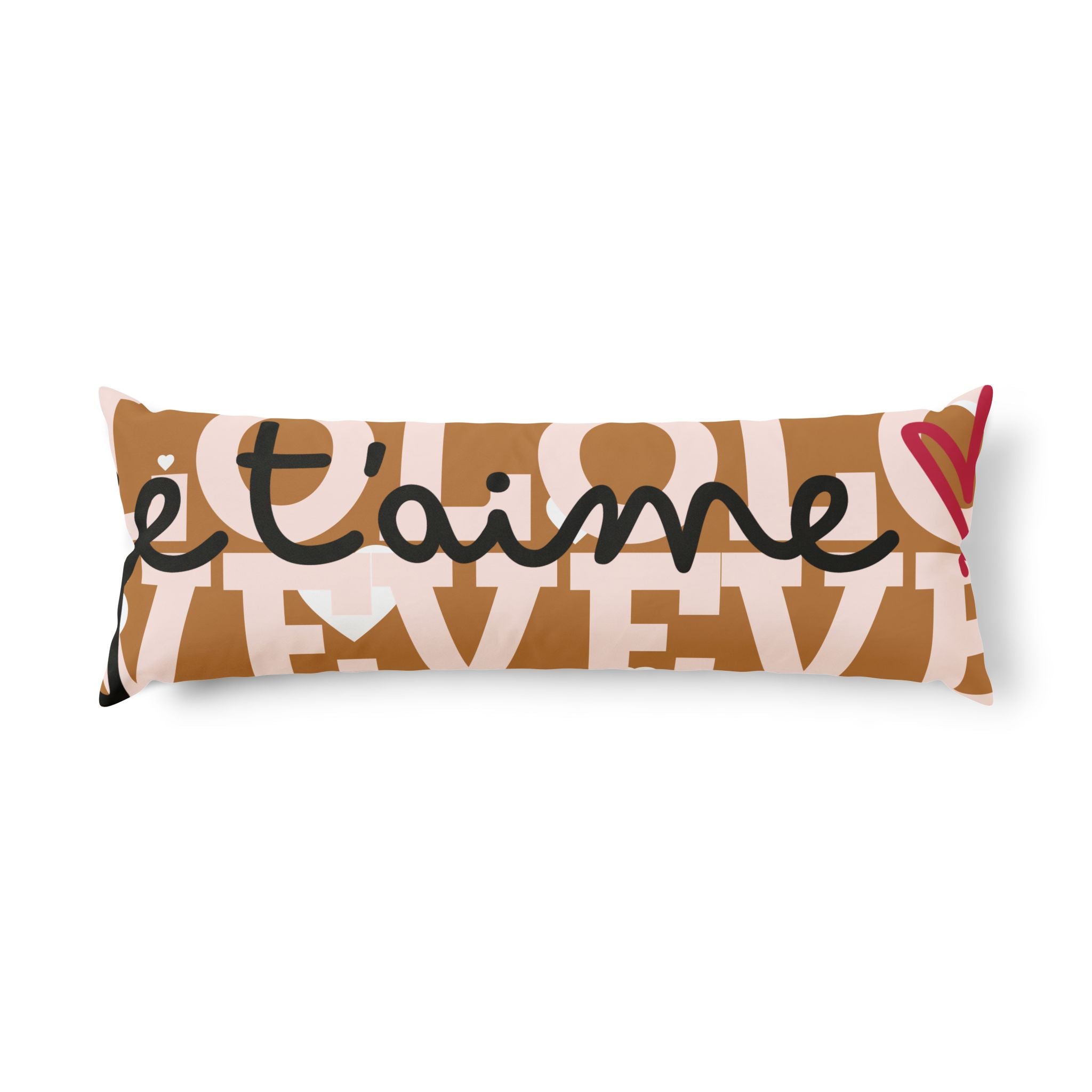 Decorative body pillow with 'je t'aime' text on it | eKuumeArt.