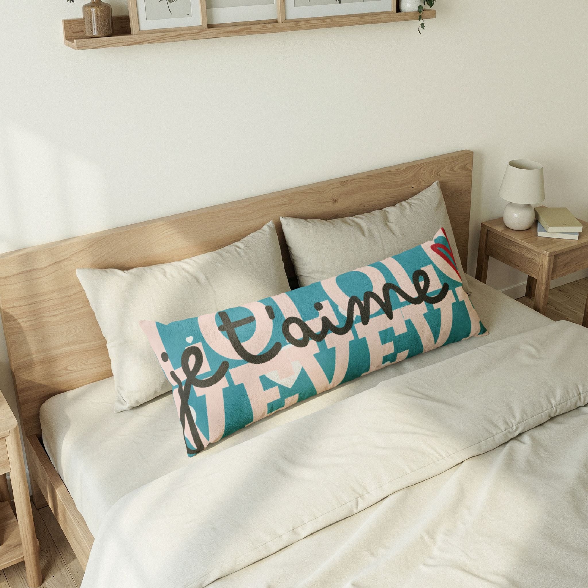 Je t’aime home gift – Body pillow, turquoise blue | eKuumeArt
