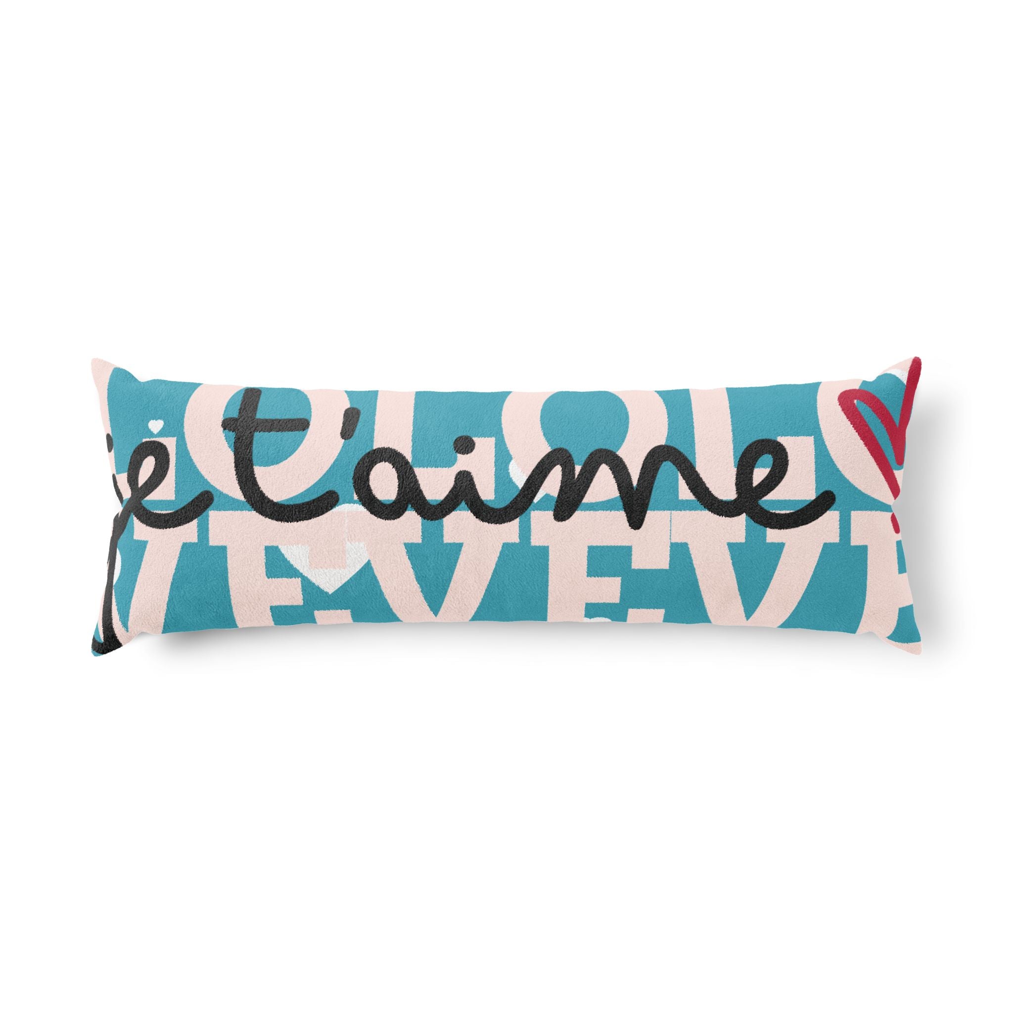 Je t’aime home gift – Body pillow, turquoise blue | eKuumeArt
