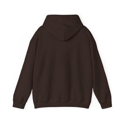 Dark Chocolate hoodie – back view displaying hood down.