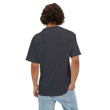 Man wearing dark grey tshirt – back view.