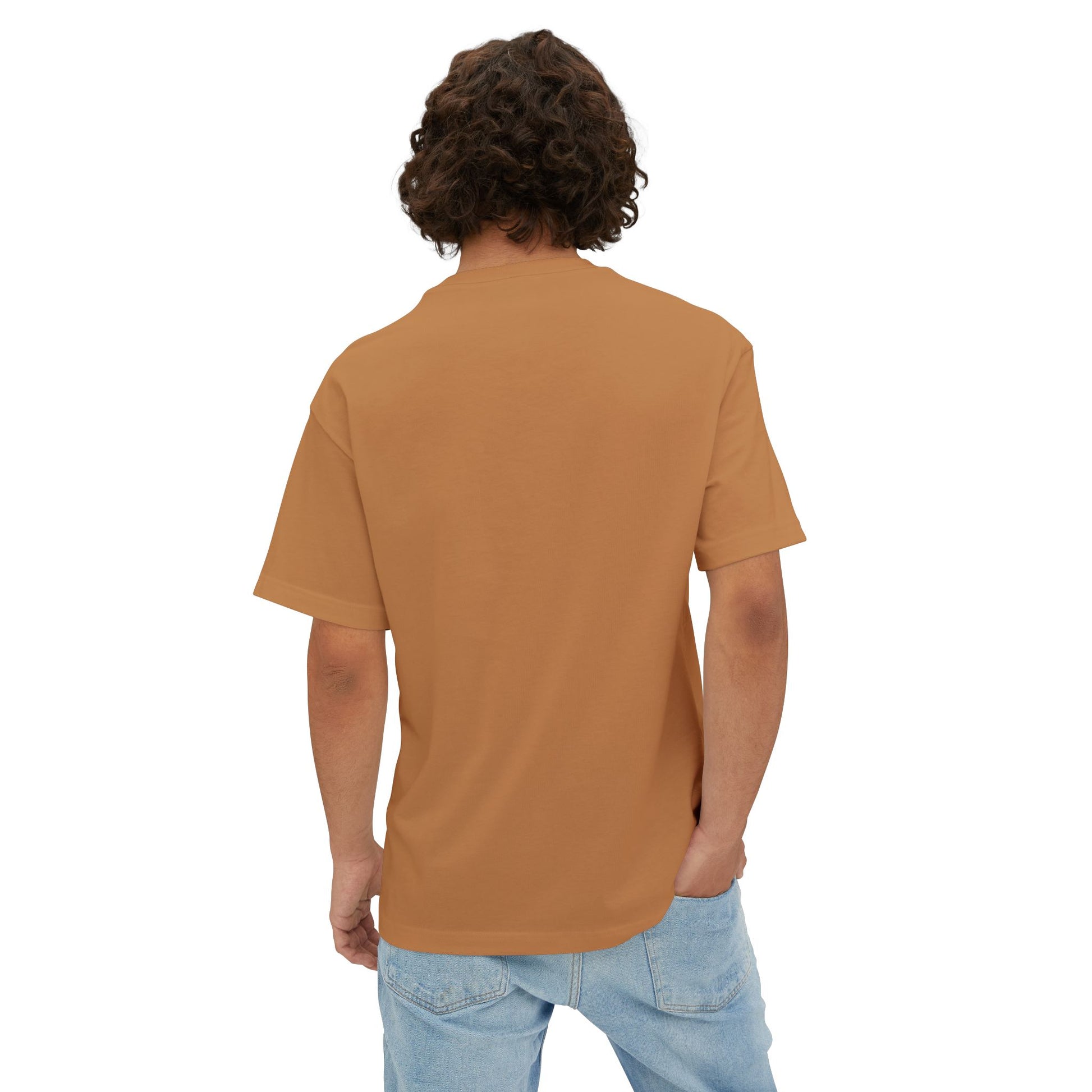 Man wearing toast tshirt – back view.