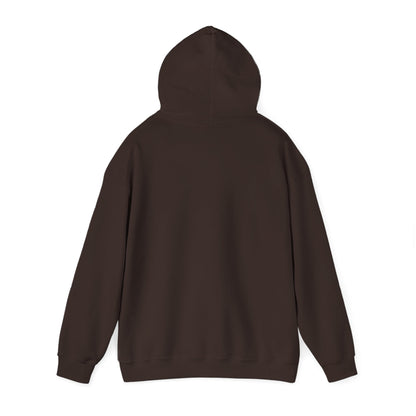 Dark Chocolate hoodie – back view displaying hood up.