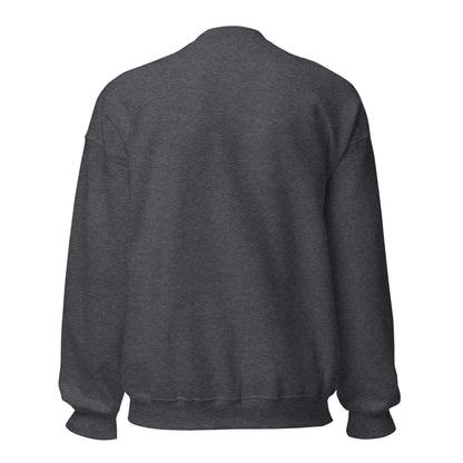 Dark Heather crewneck sweater – back view.