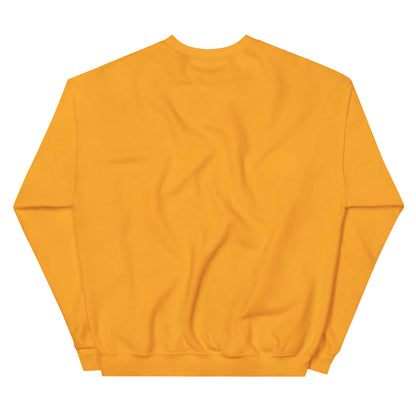 Gold crewneck sweater – back view.