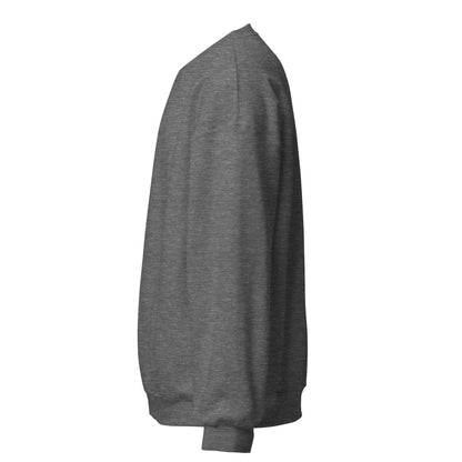 Graphite Heather crewneck sweater – side view.