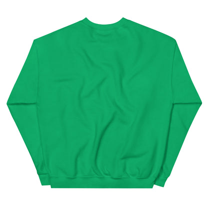 Irish Green crewneck sweater – back view.