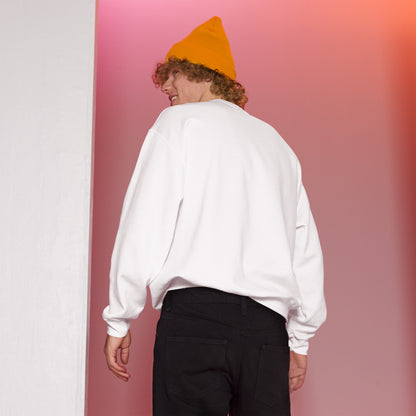 Man wearing orange beanie and white sweater – back view, featuring a pink and white room setting.