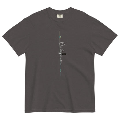 Graphite tee adorned with 'One day at a time' text and eKuumeArt logo on middle chest.