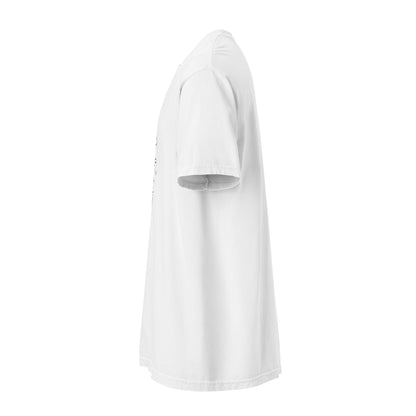 White garment-dyed tee – side view.